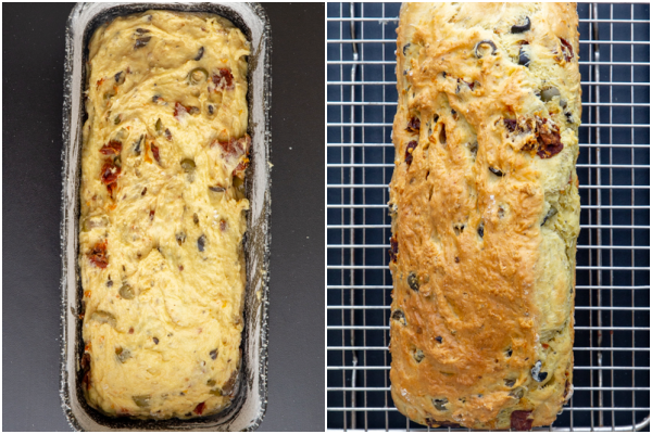 Loaf before & after baked.