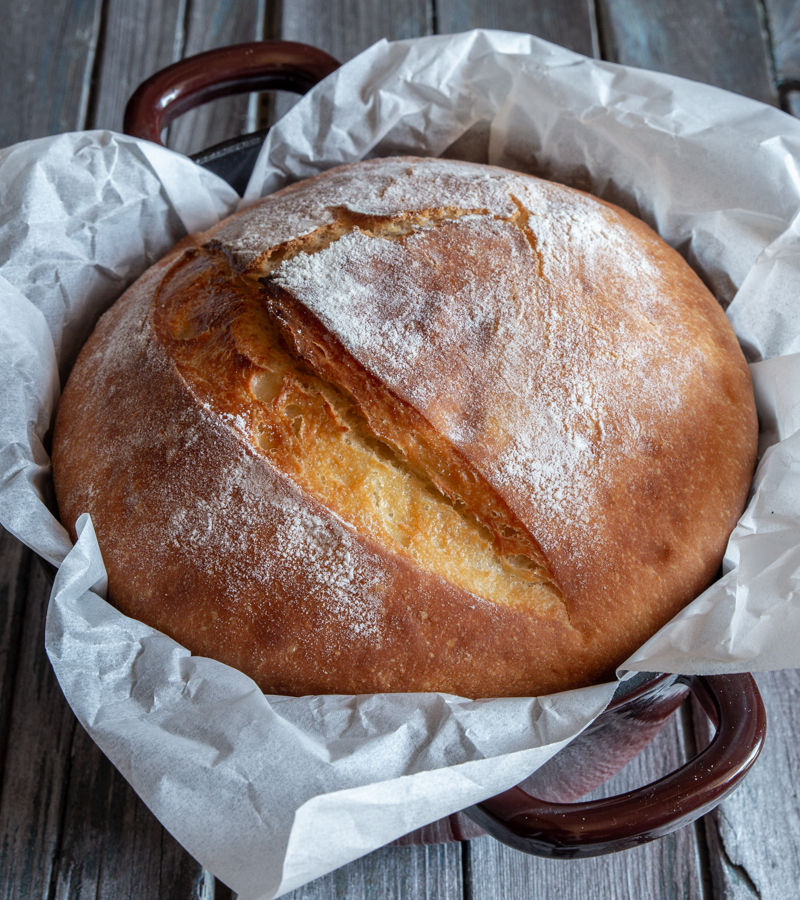 Baked bread in a dutch oven.