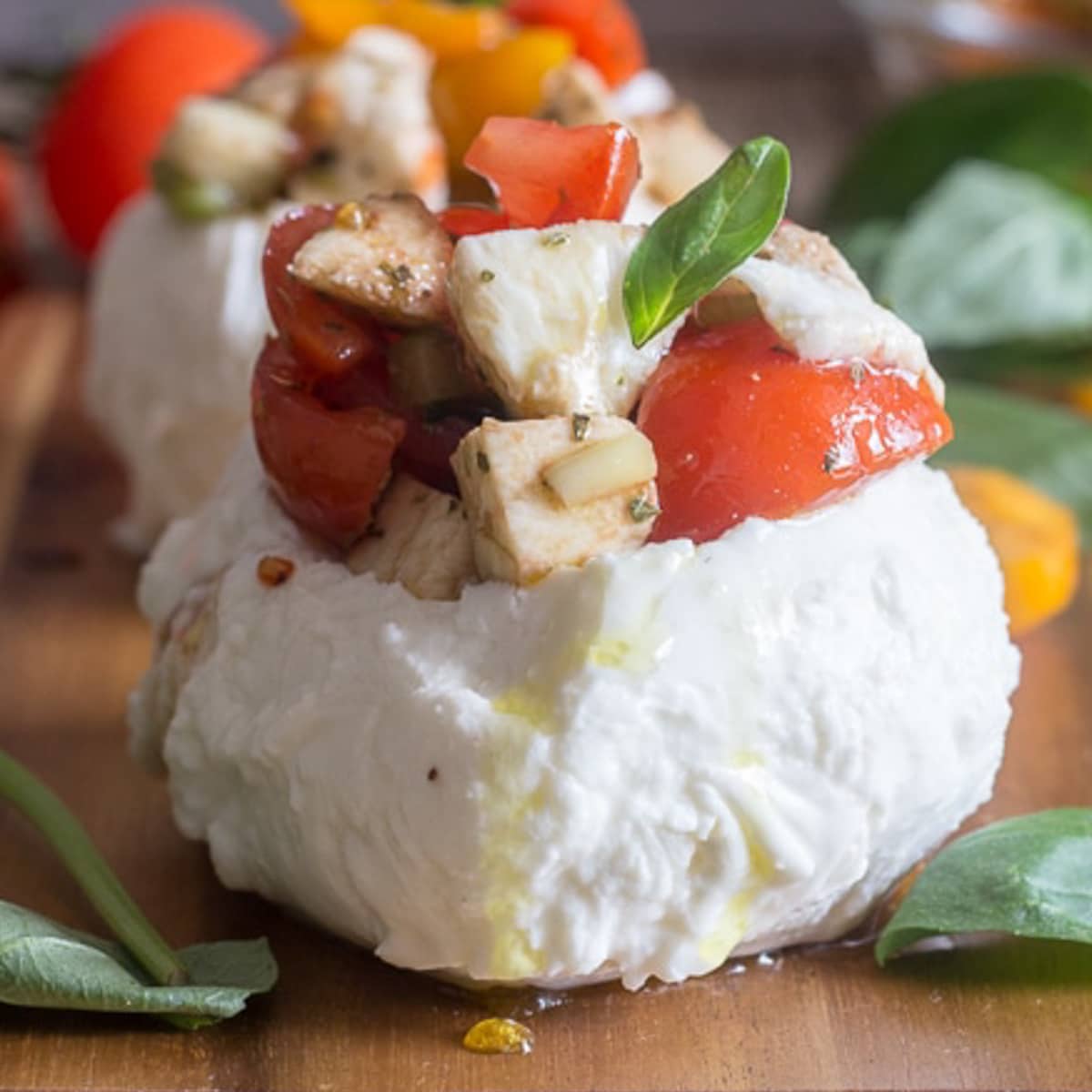 Stuffed Fresh Mozzarella Caprese