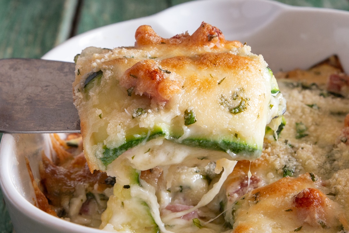 Zucchini parm on a spatula.