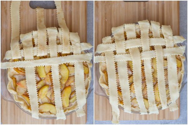 How to braid the pie strips under and over.