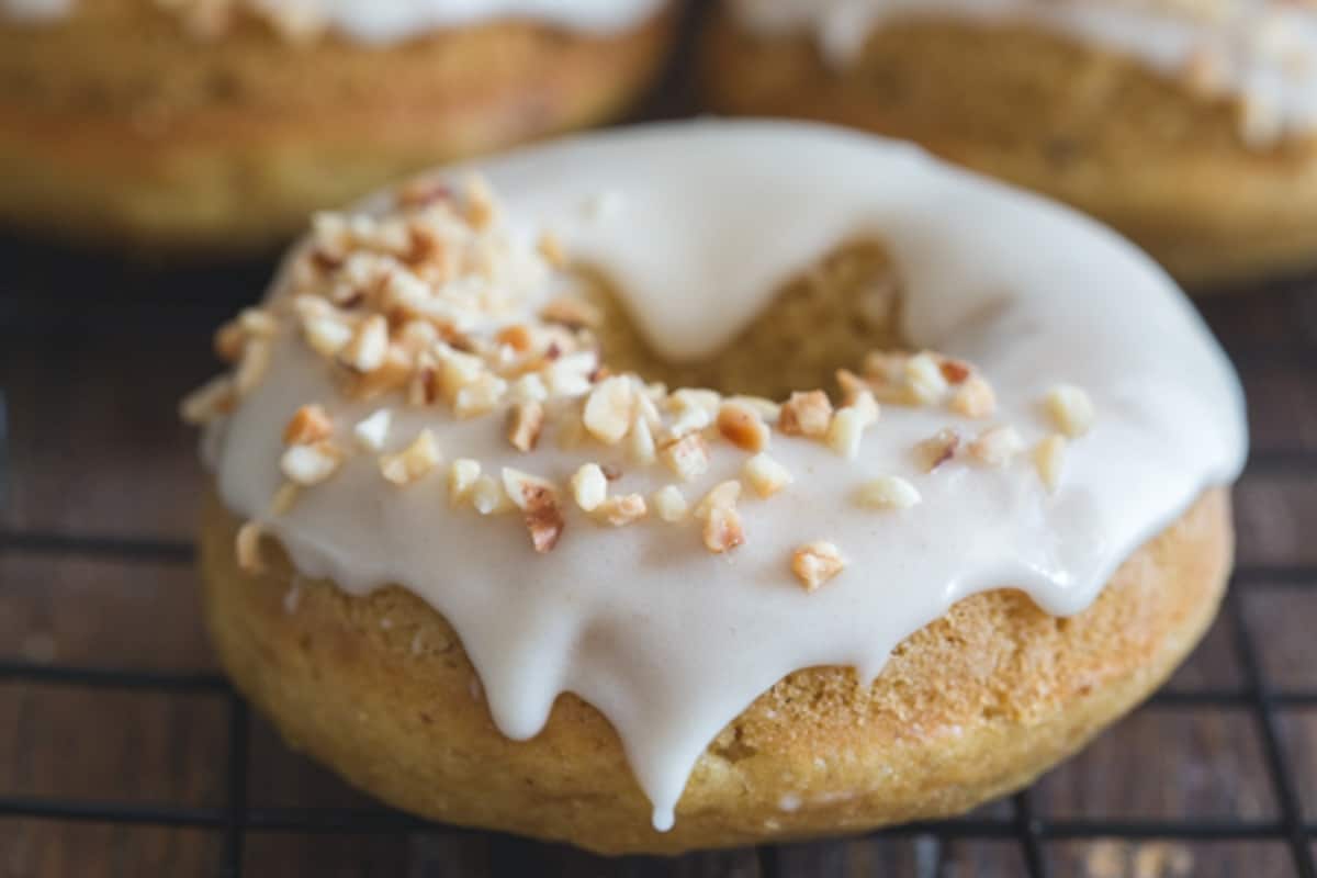 Maple Glazed Baked Pumpkin Donuts Recipe - An Italian in my Kitchen