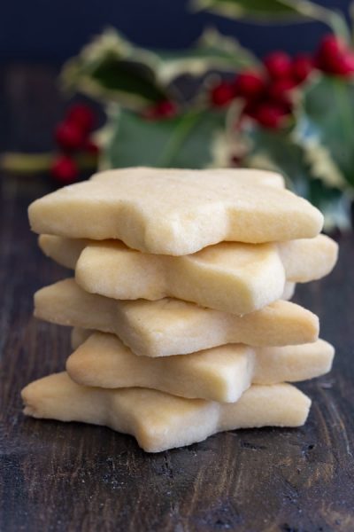 shortbread cookies stacked.