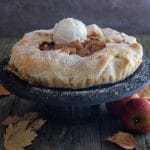 Apple galette with a scoop of ice cream on top.