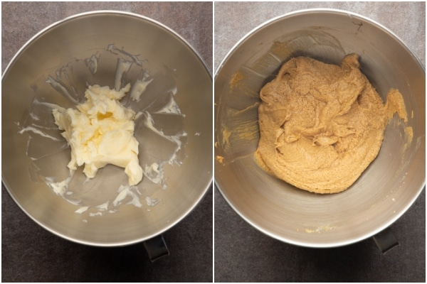 The butter creamed and remaining wet ingredients added in the mixing bowl.