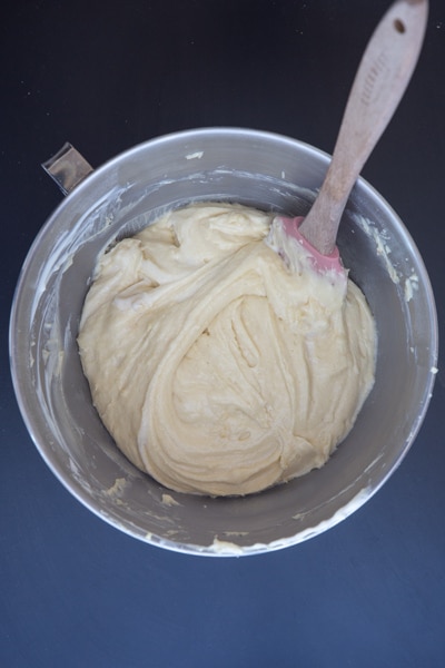 The cake batter made.
