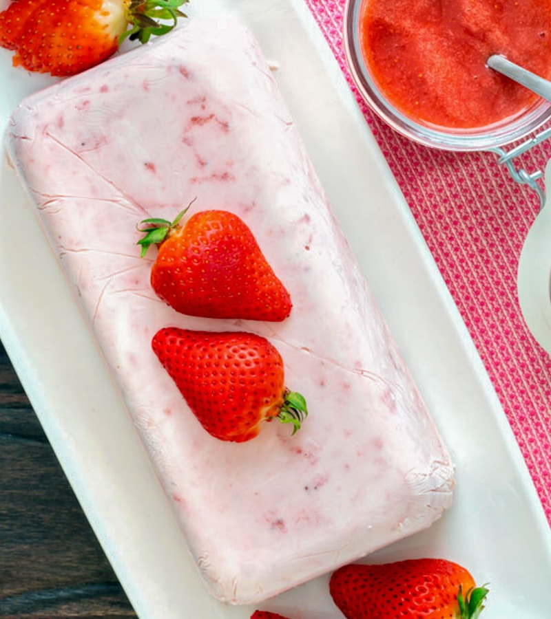 Creamy Strawberry Semifreddo