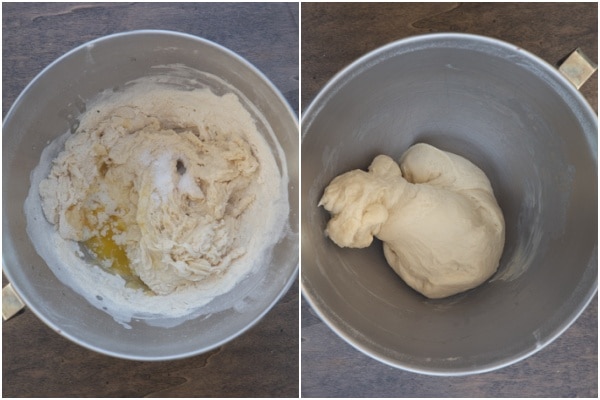 Making the dough and kneading until smooth.