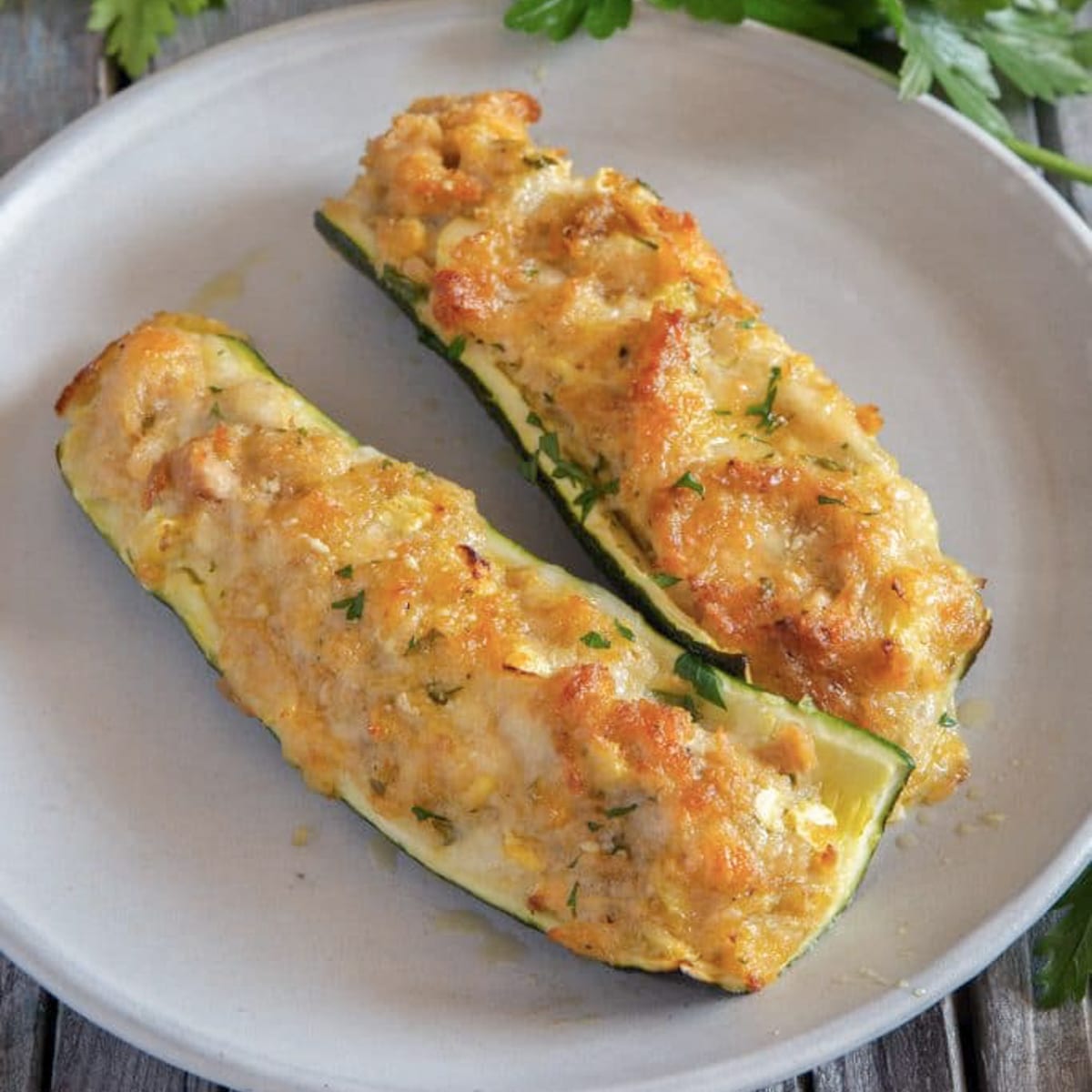 Tuna Stuffed Zucchini Boats