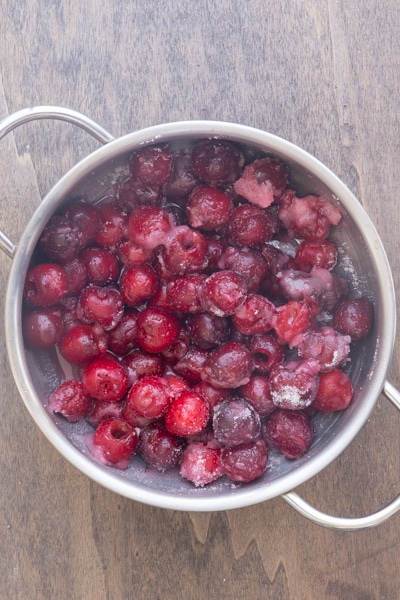 The ingredients mixed in a silver pot.