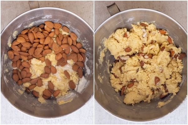 Add the almonds to the bowl.