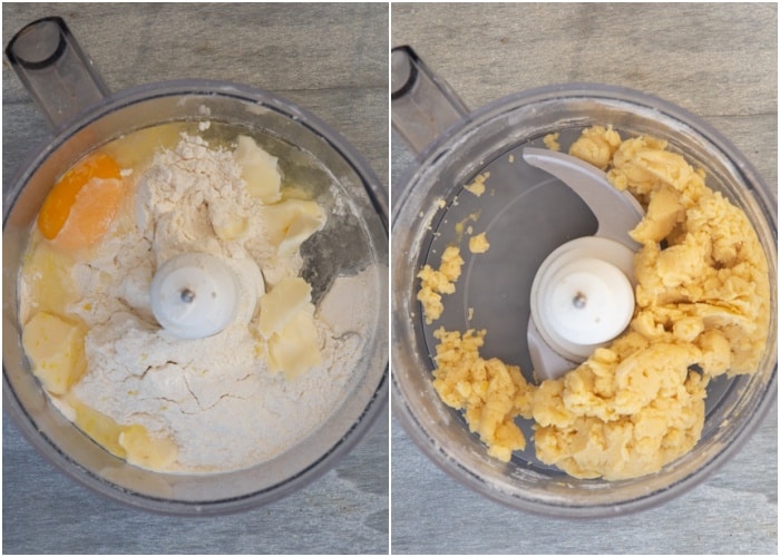 Making the dough in a food processor.