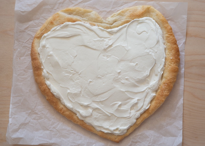 The cream cheese mixture on the heart.