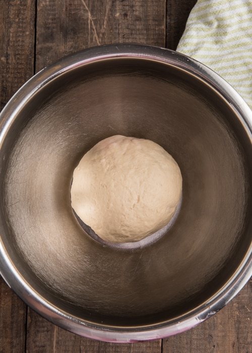 the dough before rising in the bowl.