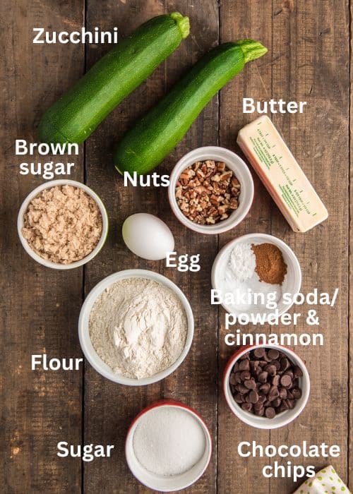 Recipe ingredients for the cookies.