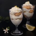 Lemon mascarpone dessert in two glasses.