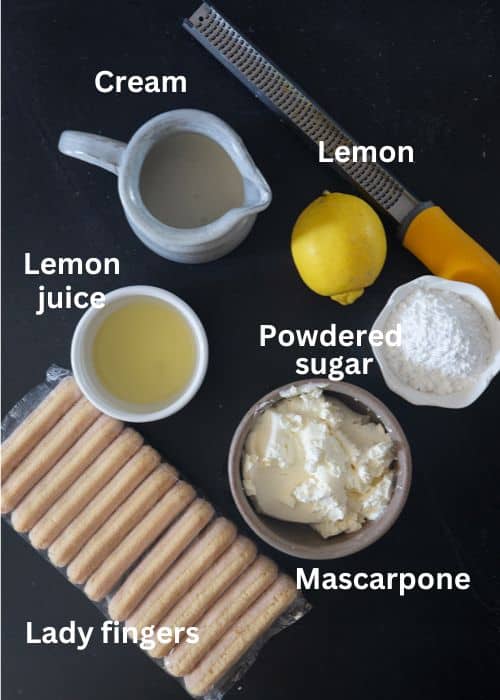 Ingredients for mascarpone dessert.