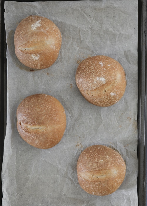 The buns baked on a baking sheet.