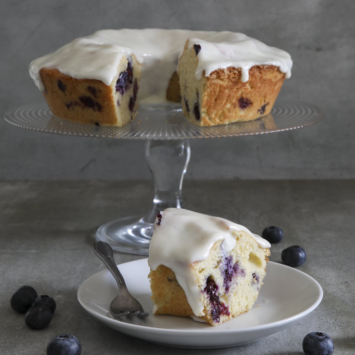 Ricotta Glazed Blueberry Cake