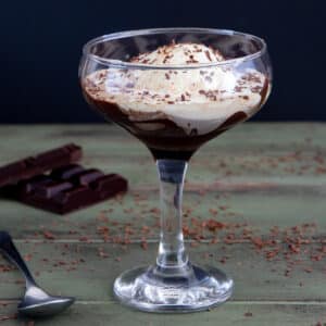 Affogato in a martini glass.