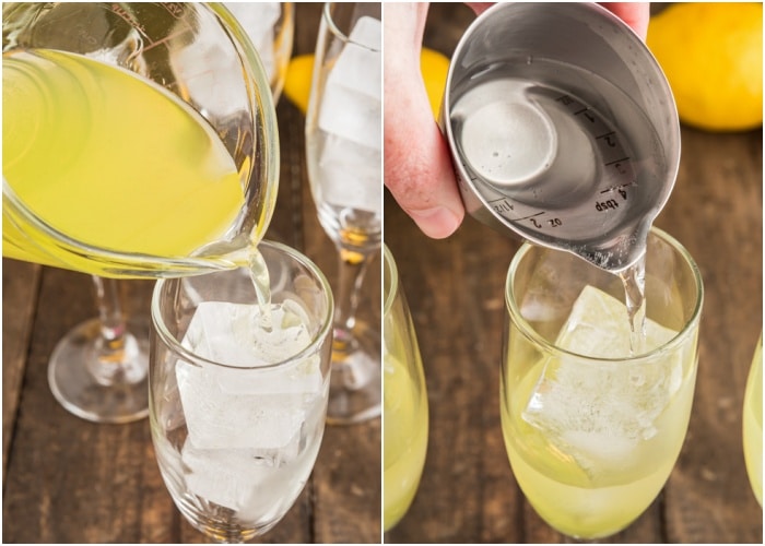 Making a limoncello spritz.