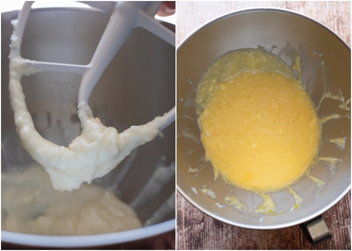 Mixing the wet ingredients in the silver mixing bowl.