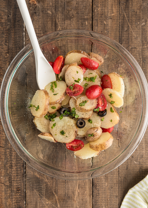 Ingredients in a glass bowl.