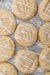 Cookies on a sheet of parchment paper.