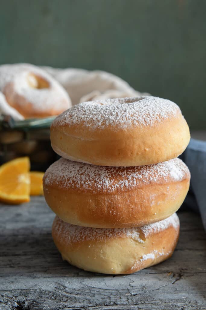 Three donuts stacked.