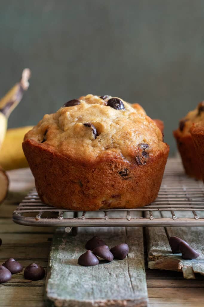 Muffins on a wire rack.