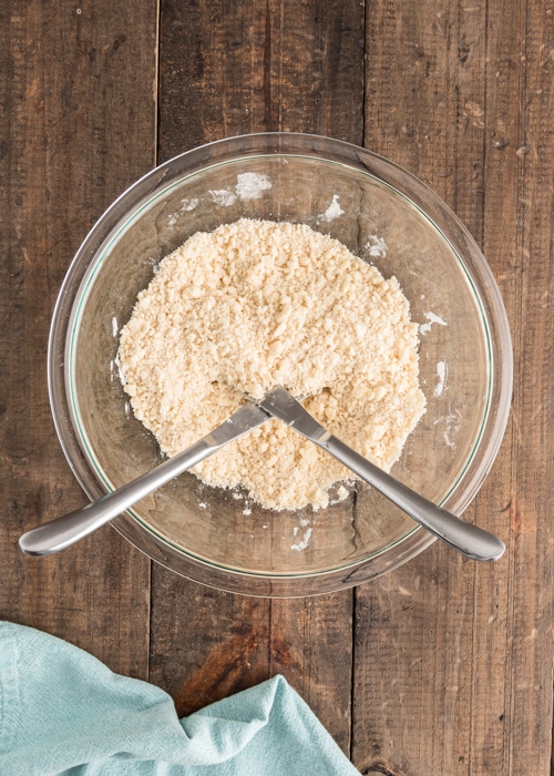 Making the base mixture in a bowl.