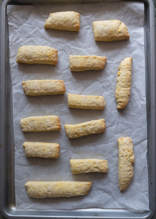 The baked cookies on a baking sheet.