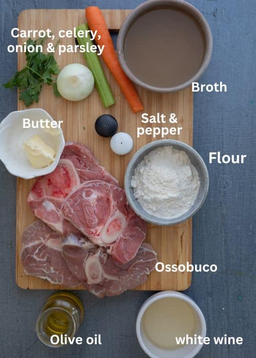 Ingredients for the ossobuco.