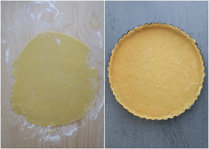 The dough rolled and placed in the prepared pie plate.