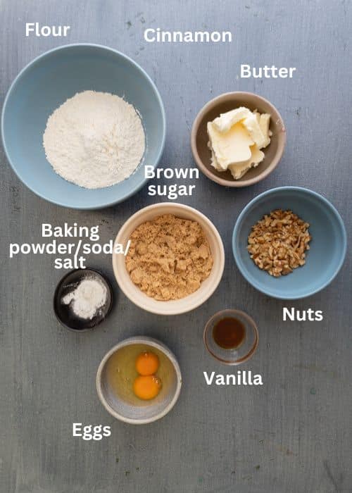 Bar recipe ingredients.