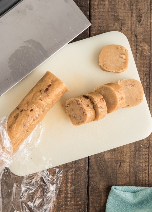 Forming the dough into a log.