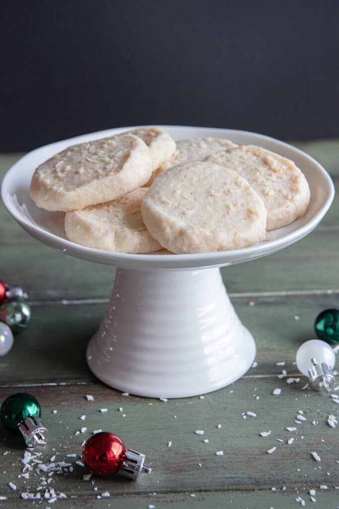 Cookies on a white plate.