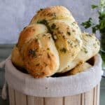 Garlic knots in a basket.