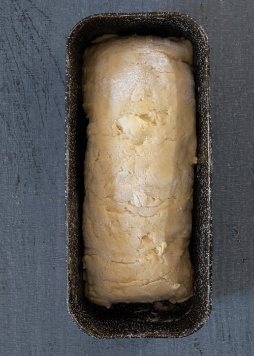 The dough in the prepared pan.