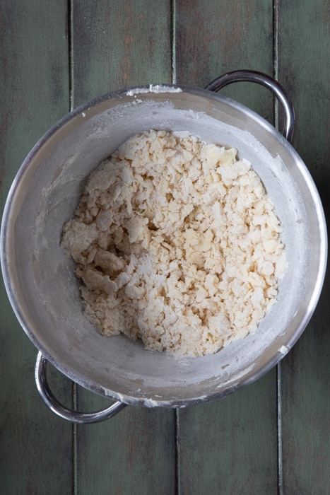 The flour added to the creamed mixture.