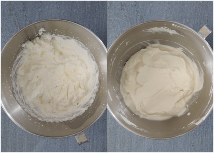 Mixing the whipped cream and topping.