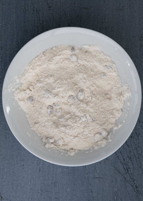 The dry ingredients mixed in a bowl.