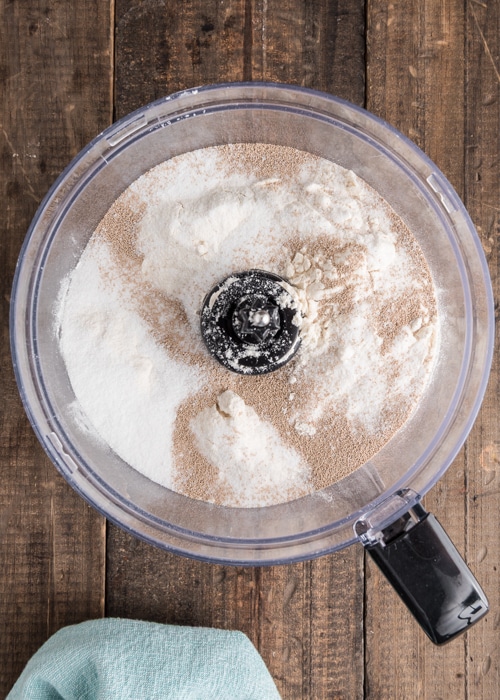 Mixing the dry ingredients in the food processor.