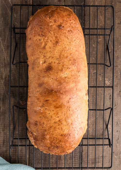 The baked dough on a wire rack.