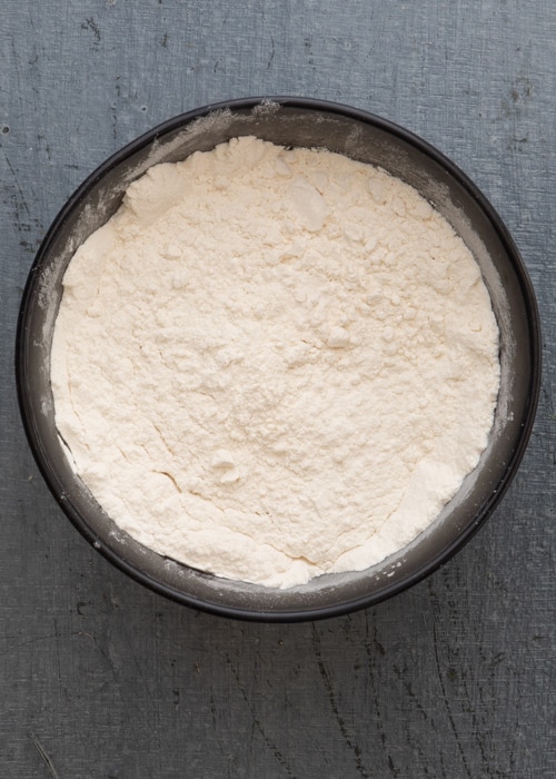 The whisked ingredients in a bowl.