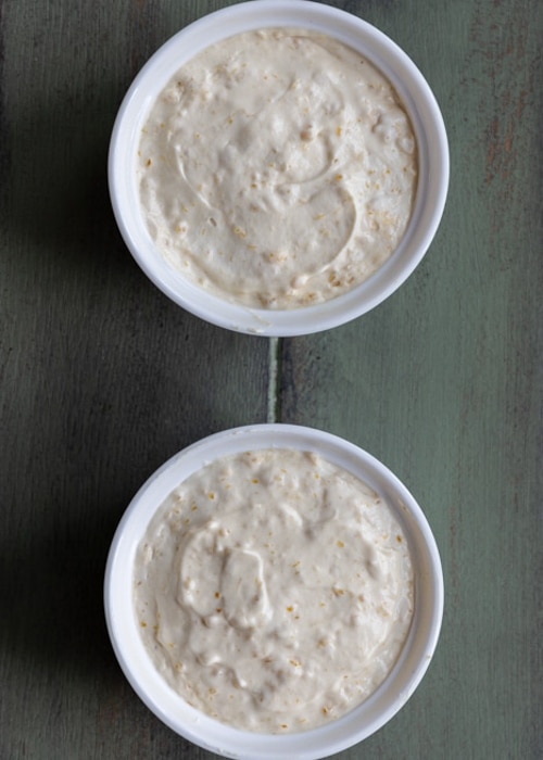 The mousse in the bowls.