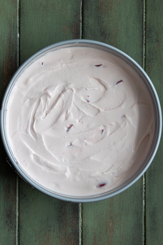 The cherry filling in the pan.