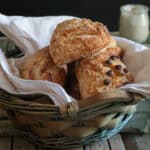 Lievito madre scones in a basket.
