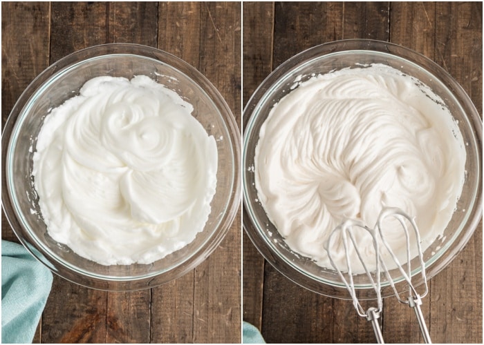 Beat the egg whites and adding the sugar.