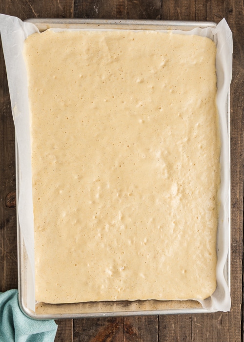 The batter on the pan.